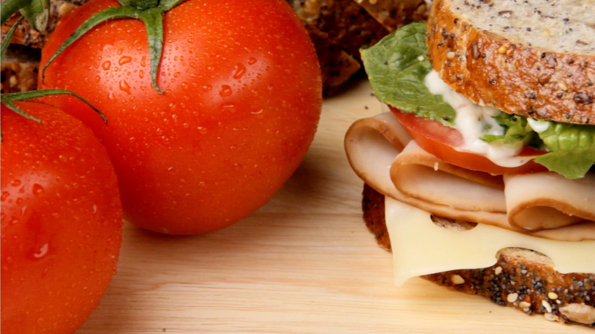 Image of a ham and swiss sandwich