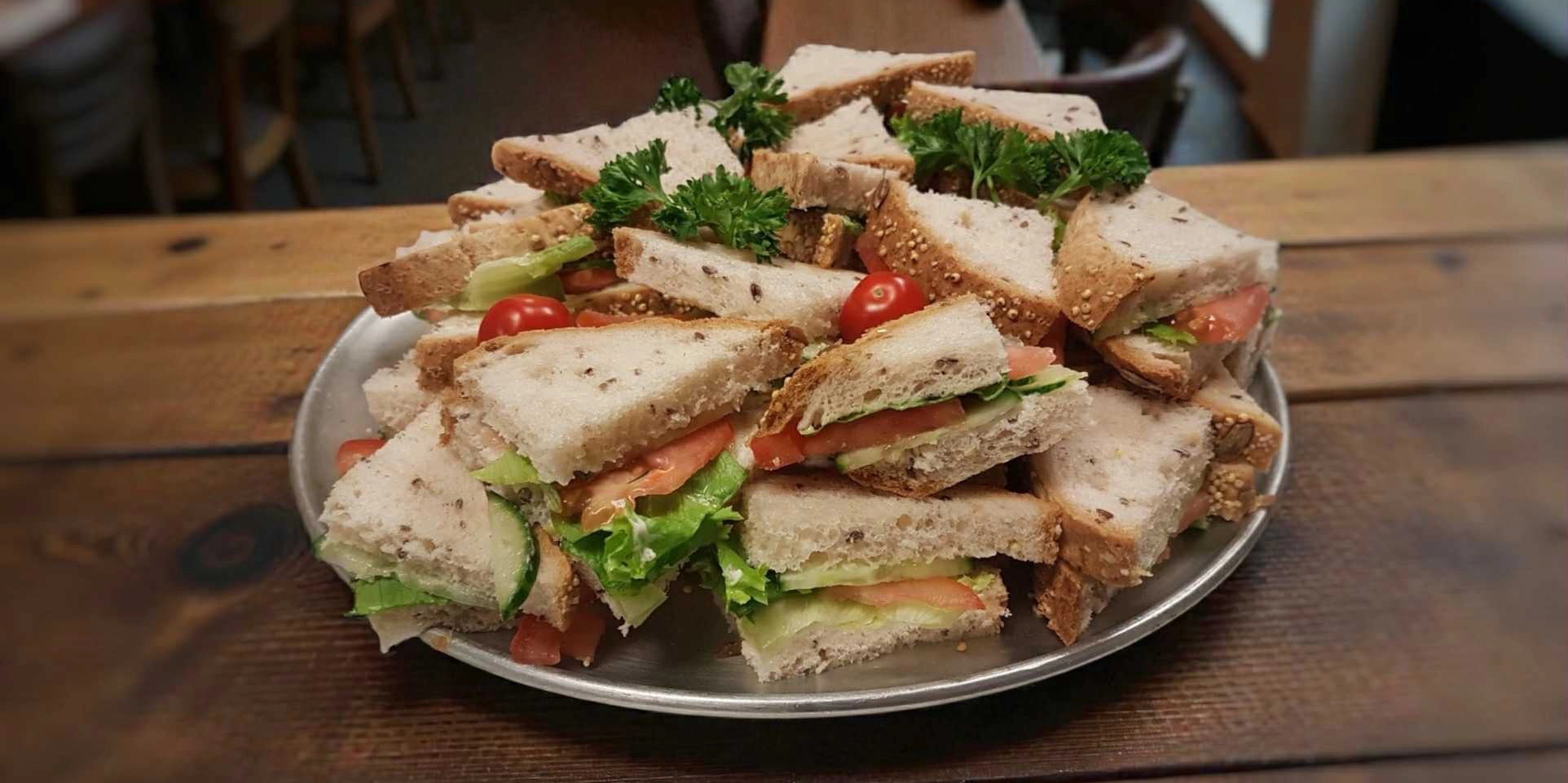 A sandwich platter available for catering from West Coast Fresh Food of Nanaimo, BC